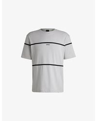 BOSS - Striped Relaxed-Fit Cotton-Jersey T-Shirt - Lyst