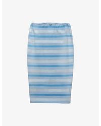 Prada - Striped Piqué Cotton Skirt - Lyst