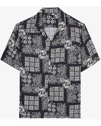 The Kooples - Vy / White Graphic-print Short-sleeve Woven Shirt X - Lyst