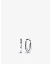 Tiffany & Co. - Tiffany Lock Medium 18Ct- And 0.19Ct Diamond Hoop Earrings - Lyst