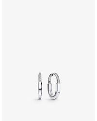Tiffany & Co. - Tiffany Lock Medium 18ct White-gold And 0.19ct Diamond Hoop Earrings - Lyst
