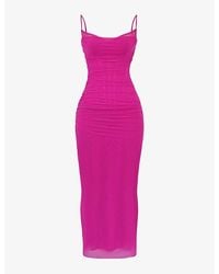 House Of Cb Nalini Mesh Corset Cocktail Dress in Red | Lyst