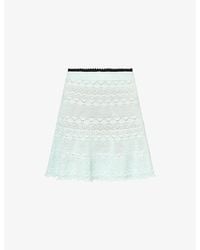 Self-Portrait - Flared Pointelle Cotton-Knit Mini Skirt - Lyst