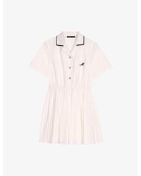 Maje - Logo-Embroidered Button-Down Cotton-Poplin Mini Dress - Lyst