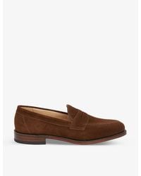 Loake - Imperial Strap Suede-texture Leather Loafers - Lyst