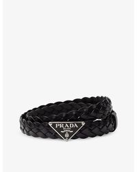 Prada - Triangle-buckle Braided Leather Belt - Lyst
