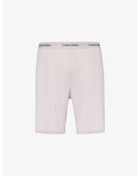 Calvin Klein - Branded-waistband Straight-leg Stretch-recycled Modal Shorts - Lyst