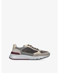 Brunello Cucinelli - Contrast-Panel Suede Trainers - Lyst
