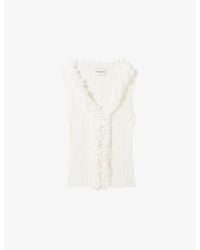Claudie Pierlot - V-Neck Ribbed Knitted Top - Lyst