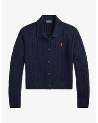 Polo Ralph Lauren - Logo-Embroidered Cable-Knit Cotton Cardigan - Lyst