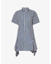 Sacai - Vy Stripe Panelled-hem Striped Cotton-poplin Shirt Dress - Lyst