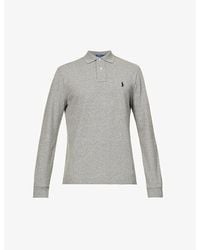 Polo Ralph Lauren - Long-Sleeved Logo-Embroidered Custom Slim-Fit Cotton-Piqué Polo Shirt - Lyst