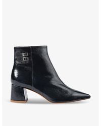 LK Bennett - Missy Buckle-Embellished Heeled Leather Ankle Boots - Lyst