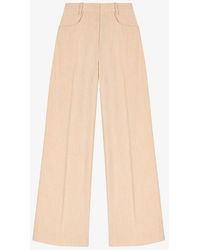 Maje - Pressed-crease Wide-leg Mid-rise Woven Trousers - Lyst