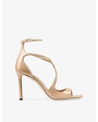 Jimmy Choo - Azia 95 Patent-Leather Heeled Sandals - Lyst