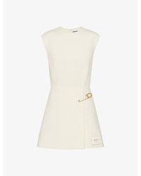 Prada - Safety-pin Washed Wool-blend Twill Mini Dress - Lyst