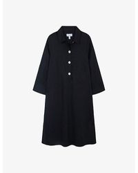 The White Company - Oversized-button Three Quarter-length Sleeves Linen Knee-length Dress - Lyst