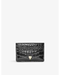 Aspinal of London - Logo-embellished Croc-embossed Leather Card Holder - Lyst