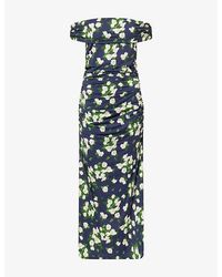 Carolina Herrera - Floral-Print Off-Shoulder Jersey Midi Dress - Lyst