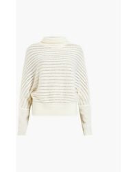 AllSaints - Chalk Ridley Relaxed-Fit Laddered Stretch Alpaca And Wool-Blend Jumper - Lyst