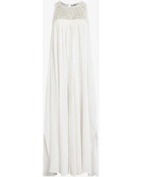 AllSaints - Corrs Embroidered-neck Sleeveless Organic-cotton Maxi Dress - Lyst