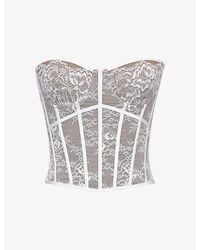 House Of Cb - Ayana Corset Lace And Satin Top - Lyst