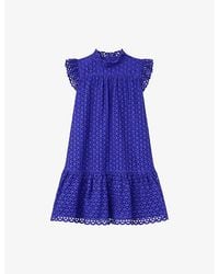 Ro&zo - Broderie Scalloped-Edge Cotton Mini Dress - Lyst