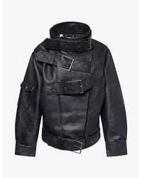 Jaded London - Haden Belted Funnel-Neck Faux Leather Jacket - Lyst