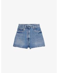 Prada - High-Rise Faded-Wash Denim Shorts - Lyst