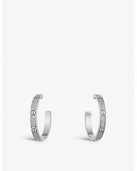 Cartier - Love 18ct White-gold And 0.51ct Brilliant-cut Diamond Earrings - Lyst