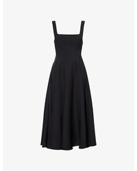 Odd Muse - Square-Neck Woven Midi Dress - Lyst