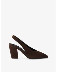 Prada - Suede Leather Heeled Slingback Courts - Lyst