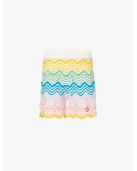 Casablanca - Gradient-pattern High-rise Cotton-knit Shorts - Lyst