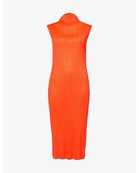 Pleats Please Issey Miyake - April High-neck Knitted Midi Dress - Lyst