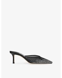 Jimmy Choo - Vivi 65 Crystal-Embellished Mesh Heeled Mules - Lyst