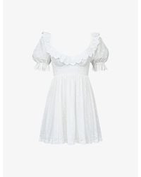 House Of Cb - Maisie Broderie-Anglaise Cotton Mini Dress Xs (A-C Cup) - Lyst