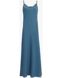 AllSaints - Bryony V-neck Bias-cut Recycled-polyester Midi Dress - Lyst