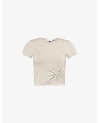 GOOD AMERICAN - Ruched Cropped Stretch-Woven Top - Lyst