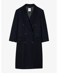 Sandro - Peak-Lapel Oversized-Fit Wool-Blend Coat - Lyst