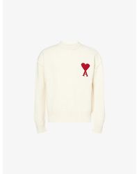 Ami Paris - Logo-Knit Crewneck Wool Jumper - Lyst