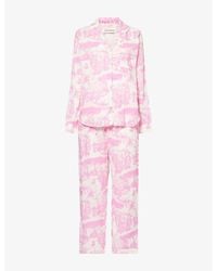 Desmond & Dempsey - Placement-Print Long-Sleeve Cotton Pyjama Set - Lyst