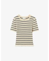 Claudie Pierlot - Striped Ruffle Knitted Top - Lyst