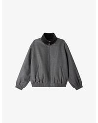 Sandro - Relaxed-Fit Leather-Collar Wool Jacket - Lyst