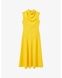 Reiss - Georgia Cowl-Neck Sleeveless Stretch-Woven Midi Dress - Lyst