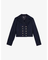The Kooples - Double-Breasted Button-Embellished Cropped Cotton Jacket - Lyst