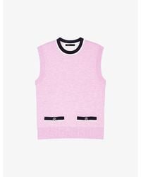 Maje - Contrast-trim Sleeveless Knitted Jumper - Lyst