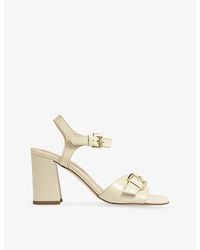 LK Bennett - Reeva Buckled Croc-Effect Leather Heeled Sandals - Lyst