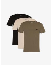 BOSS - Brand-Embroidery Regular-Fit Pack Of Three Cotton-Jersey T-Shirt - Lyst