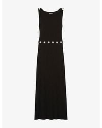 Claudie Pierlot - Sleeveless Button-Detail Knitted Midi Dress - Lyst