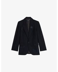 Zadig & Voltaire - Vival Rhinestone-Embellished Stretch-Woven Blazer - Lyst